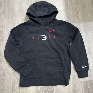 Nike Kids Black Hoodie with Red and White Logos